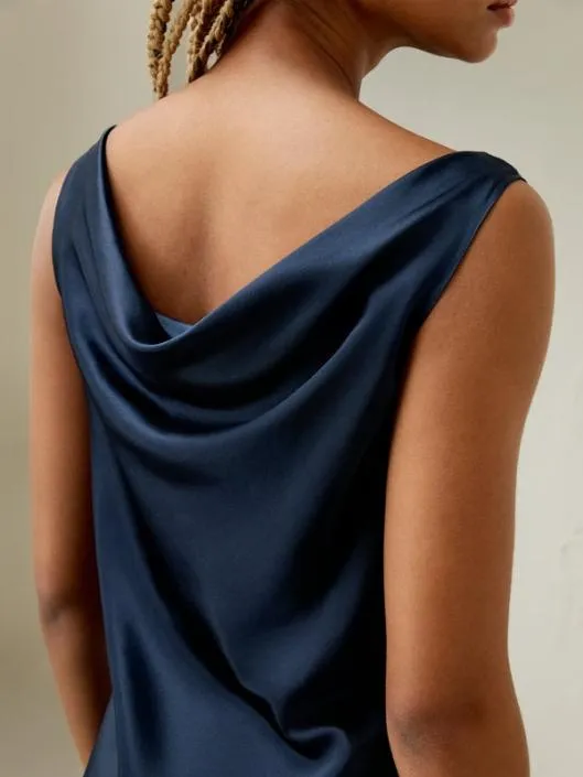 Cowl Neck Midi Silk Dress 8211 Elegant And Luxurious For Work And Party Women Jumpsuits Lilysilk Dresses