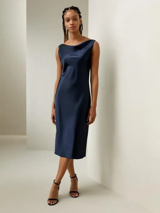 Cowl Neck Midi Silk Dress 8211 Elegant And Luxurious For Work And Party Women Jumpsuits Lilysilk Dresses