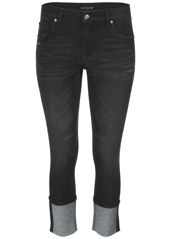 Cropped Cuff Jeans Black Women VENUS Capris
