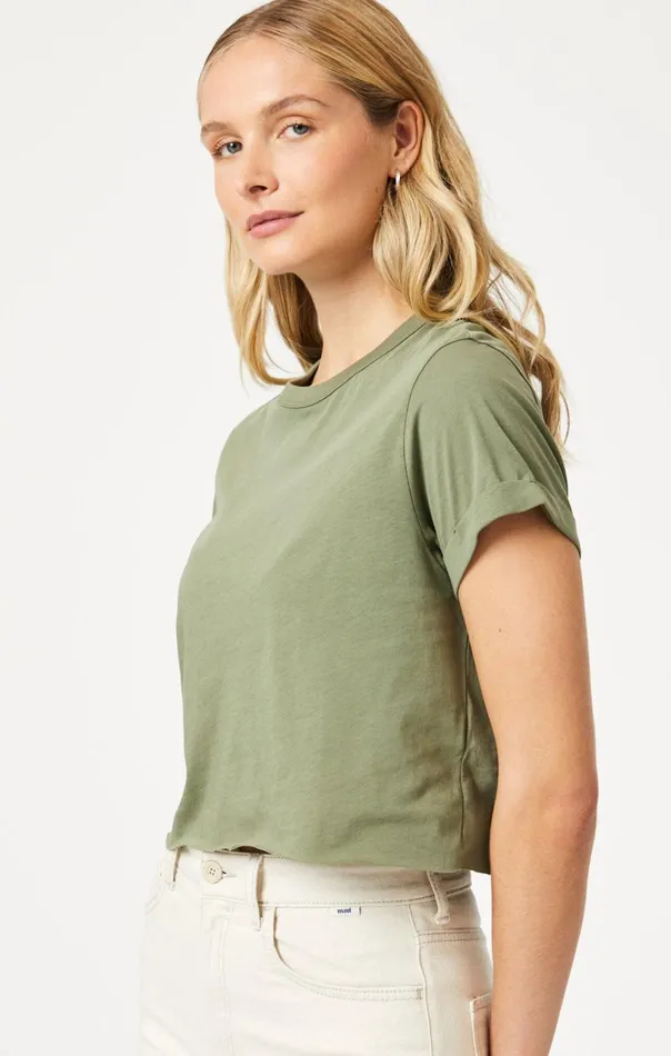 Cropped TShirt In Deep Lichen Green Women Mavi Jeans Tops and TShirts Cropped TShirt In Deep Lichen Green Women Mavi Jeans Tops and TShirts