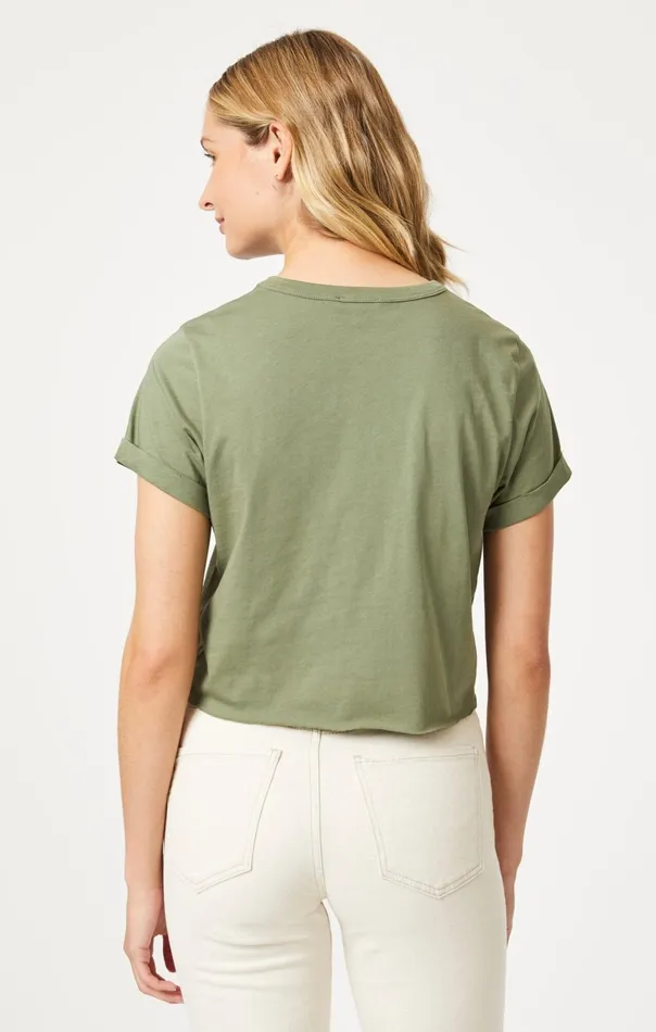Cropped TShirt In Deep Lichen Green Women Mavi Jeans Tops and TShirts Cropped TShirt In Deep Lichen Green Women Mavi Jeans Tops and TShirts