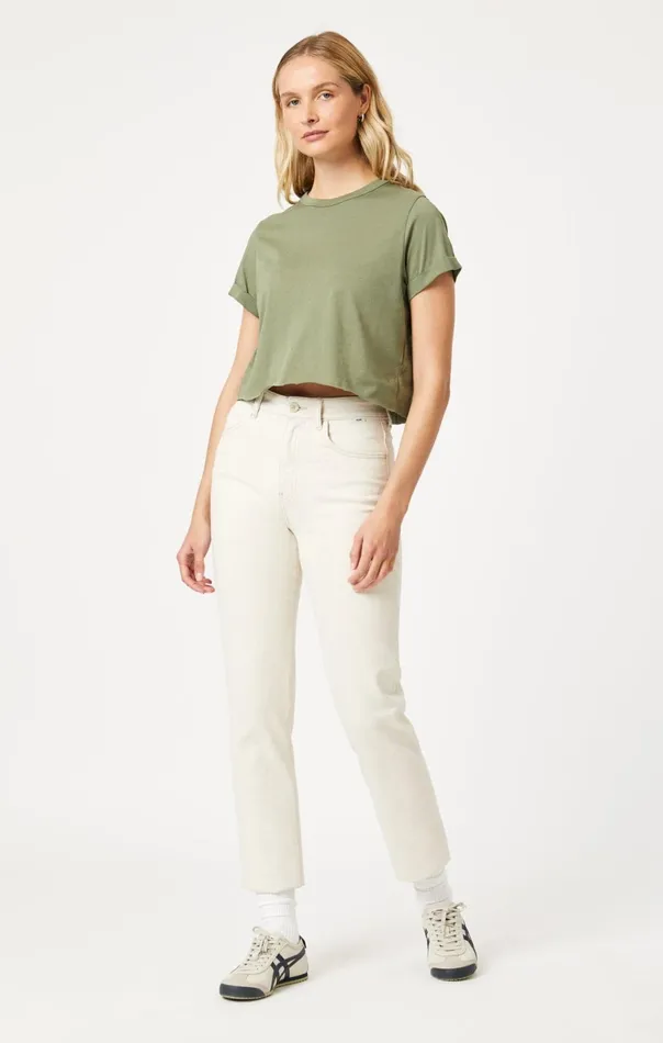 Cropped TShirt In Deep Lichen Green Women Mavi Jeans Tops and TShirts Cropped TShirt In Deep Lichen Green Women Mavi Jeans Tops and TShirts