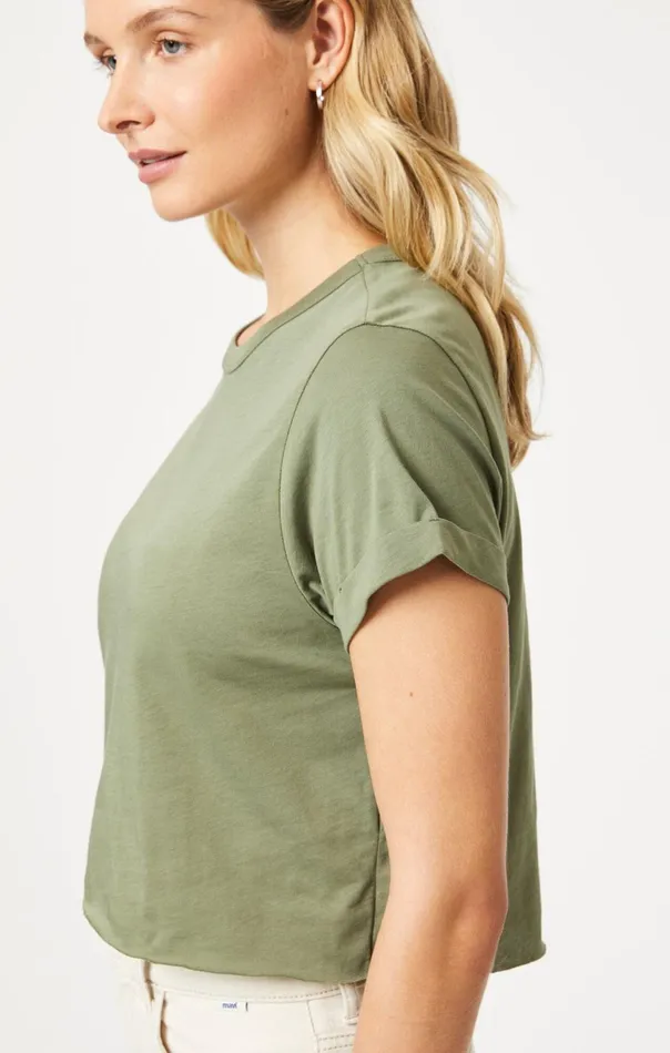 Cropped TShirt In Deep Lichen Green Women Mavi Jeans Tops and TShirts Cropped TShirt In Deep Lichen Green Women Mavi Jeans Tops and TShirts