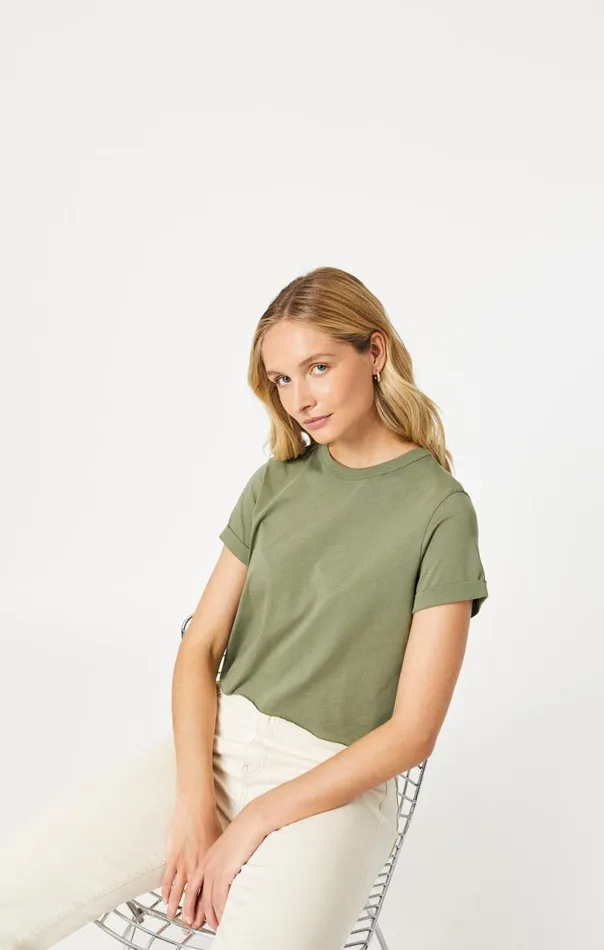 Cropped TShirt In Deep Lichen Green Women Mavi Jeans Tops and TShirts Cropped TShirt In Deep Lichen Green Women Mavi Jeans Tops and TShirts
