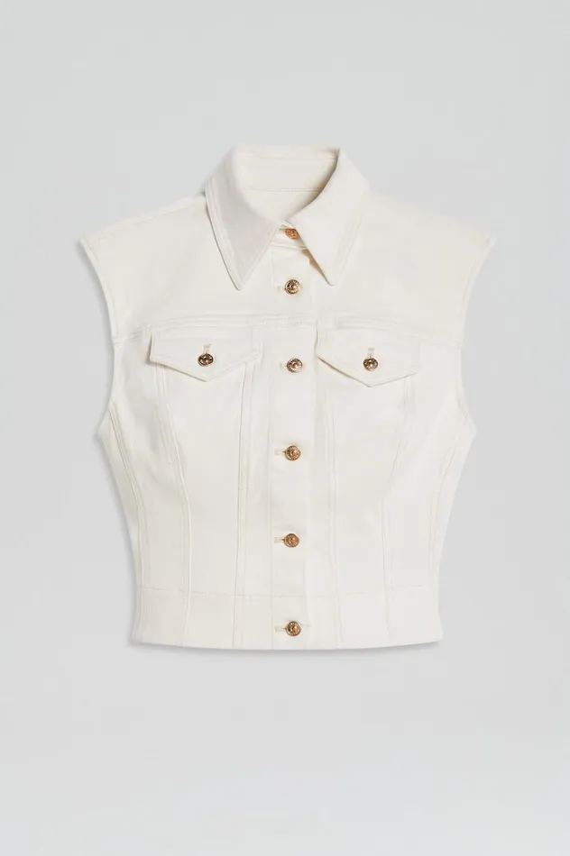 Denim Women Scanlan Theodore DENIM SLEEVELESS SHIRT Natural115 Denim Women Scanlan Theodore DENIM SLEEVELESS SHIRT Natural115