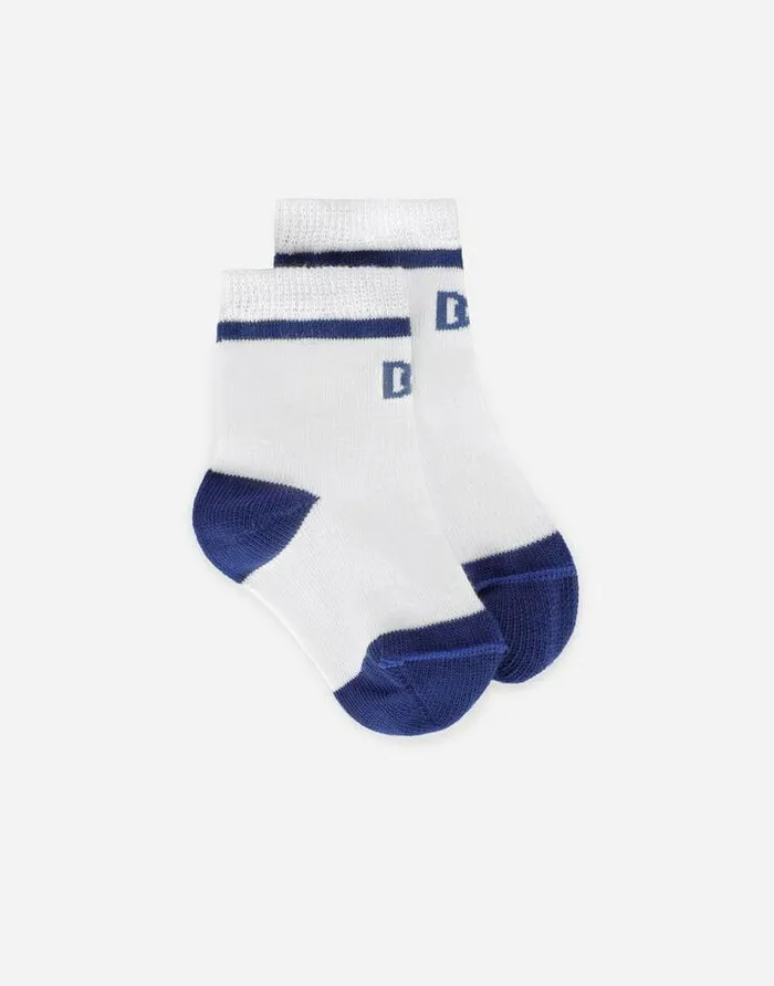 Dolce and Gabbana Accessories And Baby Carriers Children Stretch Knit Socks With Jacquard DG Logo Multicolor