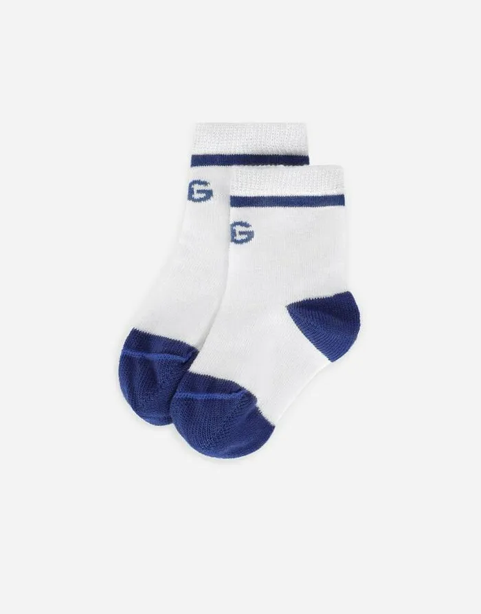 Dolce and Gabbana Accessories And Baby Carriers Children Stretch Knit Socks With Jacquard DG Logo Multicolor Dolce and Gabbana Accessories And Baby Carriers Children Stretch Knit Socks With Jacquard DG Logo Multicolor