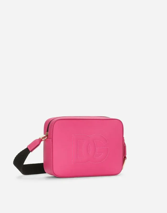 Dolce and Gabbana Accessories Children Crossbody Bag With Embossed DG Logo Fuchsia