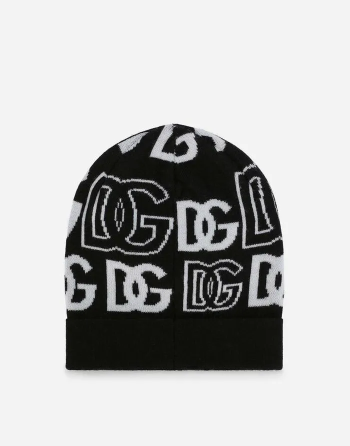 Dolce and Gabbana Accessories Children Knit Hat With Jacquard DG Logo Multicolor Dolce and Gabbana Accessories Children Knit Hat With Jacquard DG Logo Multicolor