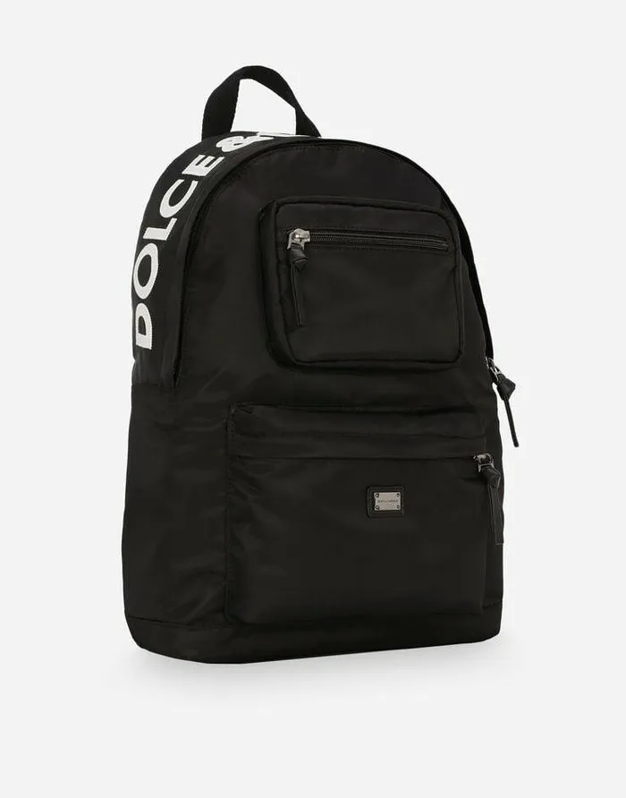 Dolce and Gabbana Accessories Children Nylon Backpack Black Dolce and Gabbana Accessories Children Nylon Backpack Black