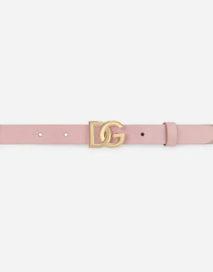 Dolce and Gabbana Accessories Children Patent Leather Belt With DG Logo Pink Dolce and Gabbana Accessories Children Patent Leather Belt With DG Logo Pink