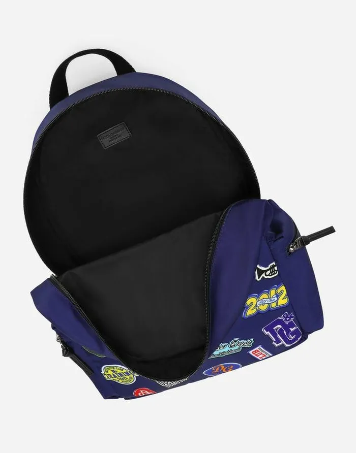 Dolce and Gabbana Accessories Children Printed Nylon Backpack Blue Dolce and Gabbana Accessories Children Printed Nylon Backpack Blue