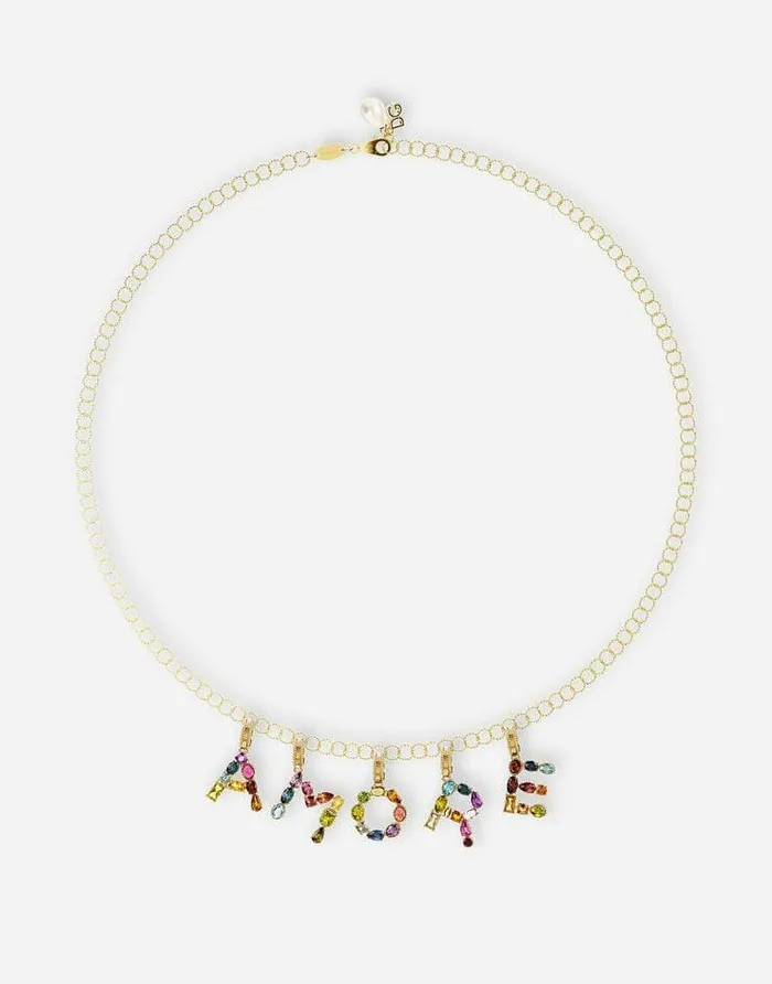 Dolce and Gabbana Alphabet Collection Women Rainbow Alphabet T 18 Kt Yellow Gold Charm With Multicolor Fine Gems Gold Dolce and Gabbana Alphabet Collection Women Rainbow Alphabet T 18 Kt Yellow Gold Charm With Multicolor Fine Gems Gold