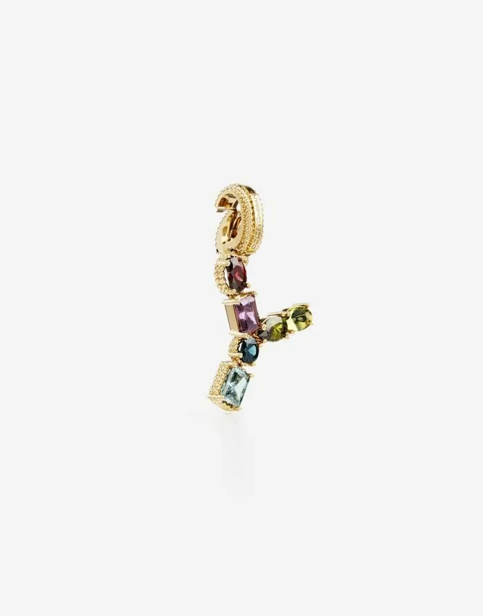 Dolce and Gabbana Alphabet Collection Women Rainbow Alphabet Y 18 Kt Yellow Gold Charm With Multicolor Fine Gems Gold Dolce and Gabbana Alphabet Collection Women Rainbow Alphabet Y 18 Kt Yellow Gold Charm With Multicolor Fine Gems Gold