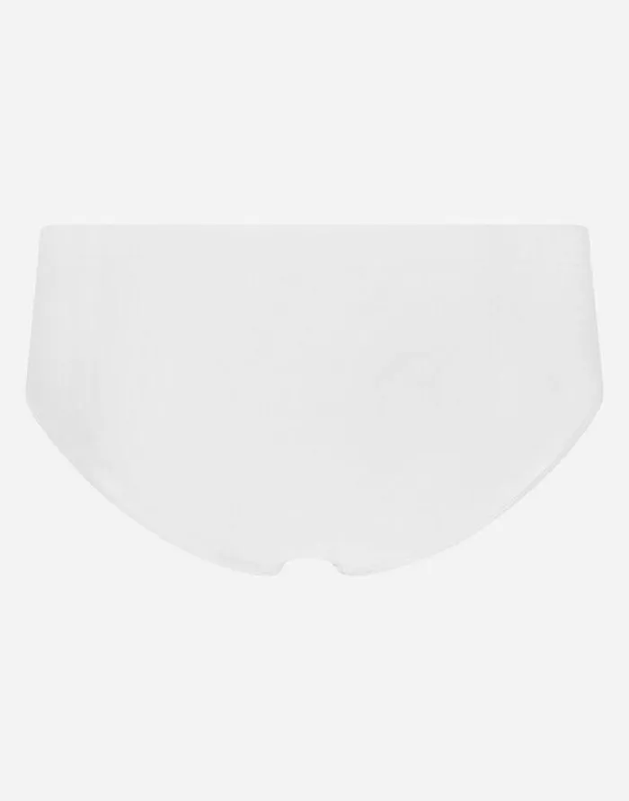 Dolce and Gabbana Beachwear Men Swim Briefs With Highcut Leg And Branded Band White Dolce and Gabbana Beachwear Men Swim Briefs With Highcut Leg And Branded Band White
