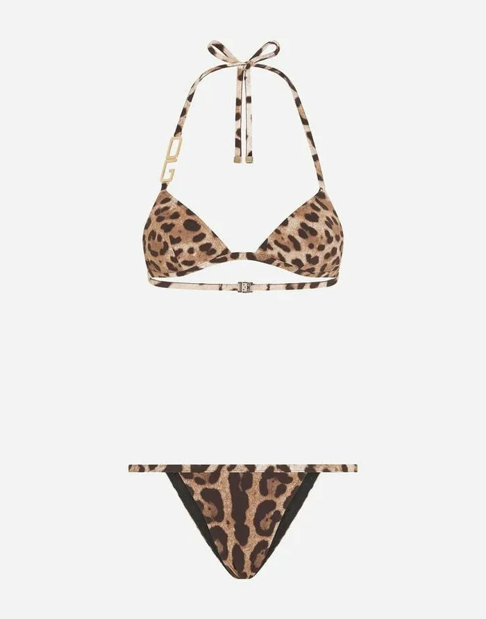 Dolce and Gabbana Beachwear Women Leopardprint Triangle Bikini Animal Print