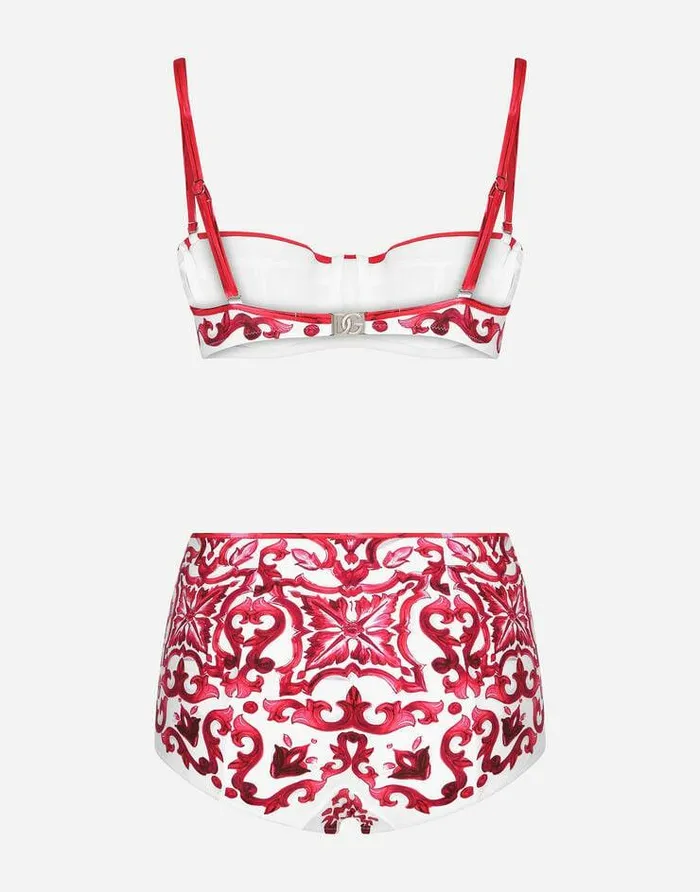 Dolce and Gabbana Beachwear Women Majolica Print Balconette Bikini Top And Bottoms Multicolor Dolce and Gabbana Beachwear Women Majolica Print Balconette Bikini Top And Bottoms Multicolor