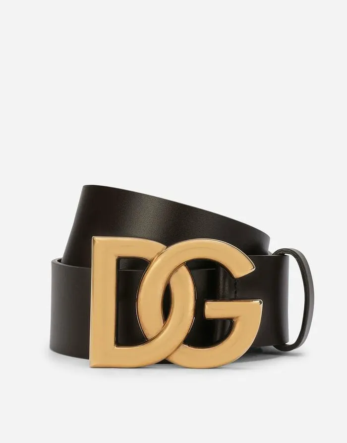 Dolce and Gabbana Belts Men Lux Leather Belt With Crossover DG Logo Buckle Multicolor