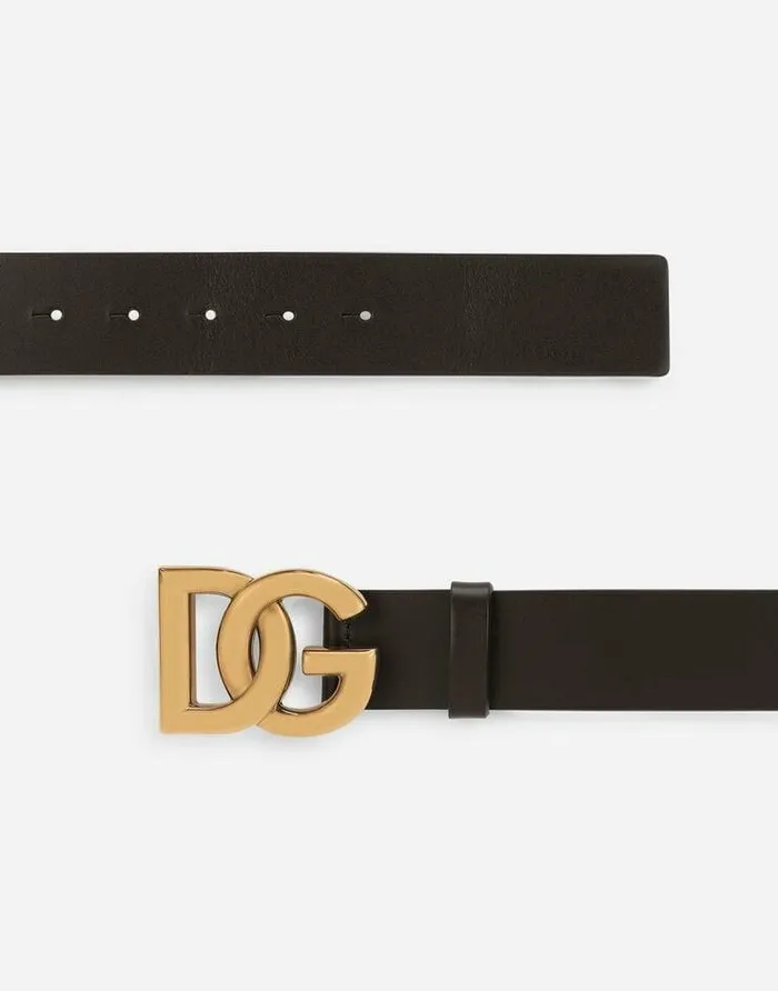 Dolce and Gabbana Belts Men Lux Leather Belt With Crossover DG Logo Buckle Multicolor Dolce and Gabbana Belts Men Lux Leather Belt With Crossover DG Logo Buckle Multicolor