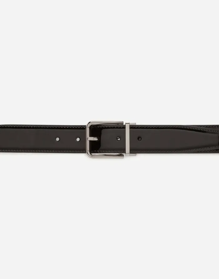 Dolce and Gabbana Belts Men Patent Leather Belt Black Dolce and Gabbana Belts Men Patent Leather Belt Black