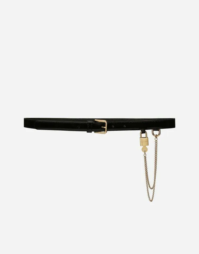 Dolce and Gabbana Belts Women Belt With Chain Black