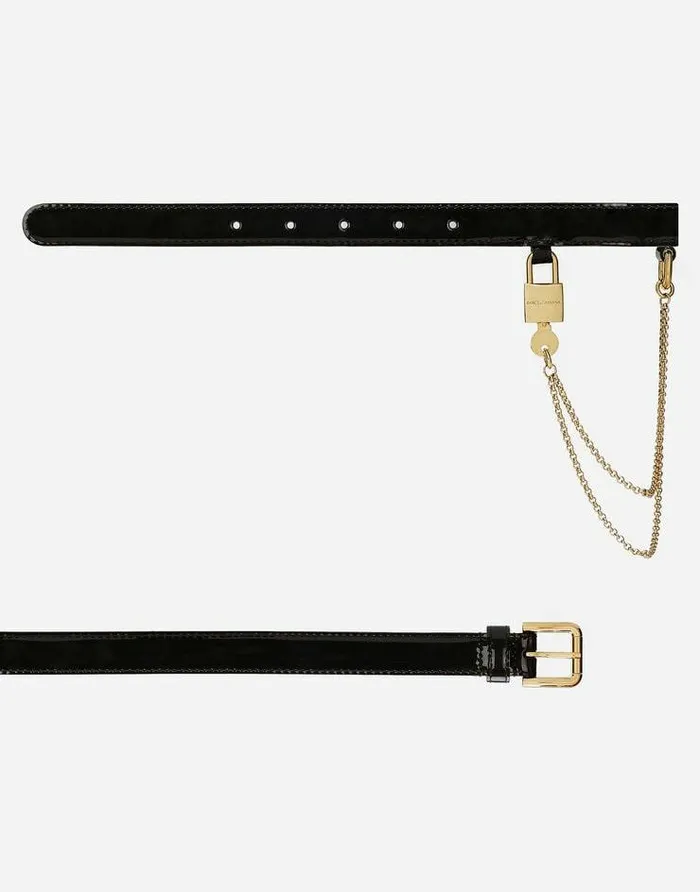 Dolce and Gabbana Belts Women Belt With Chain Black Dolce and Gabbana Belts Women Belt With Chain Black