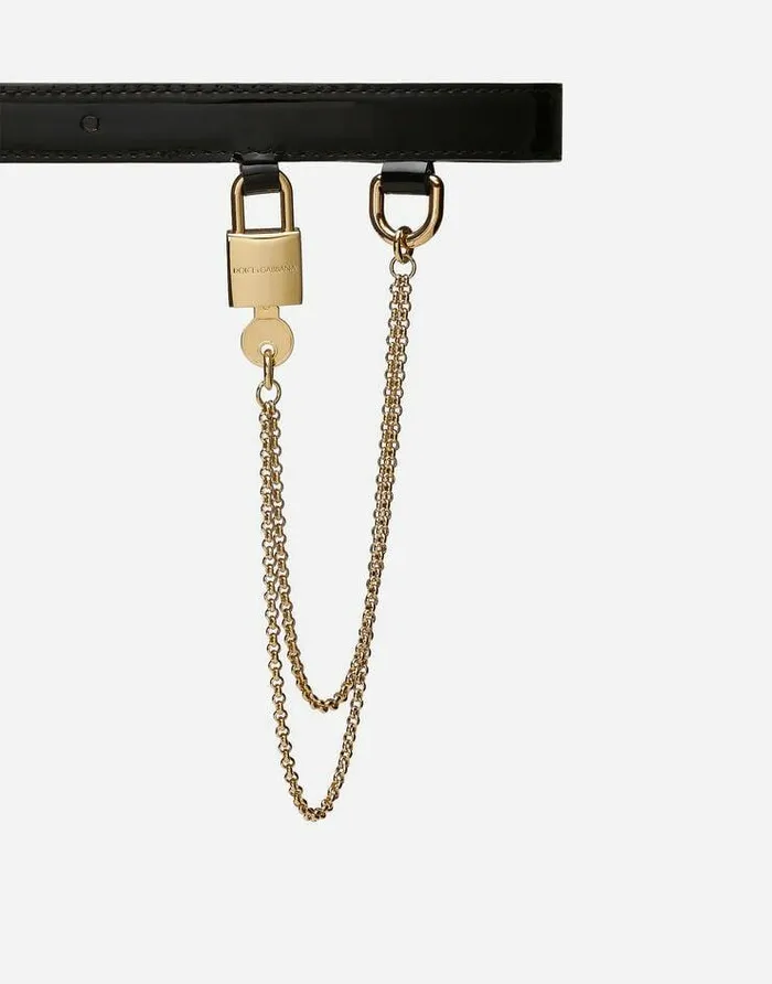 Dolce and Gabbana Belts Women Belt With Chain Black Dolce and Gabbana Belts Women Belt With Chain Black