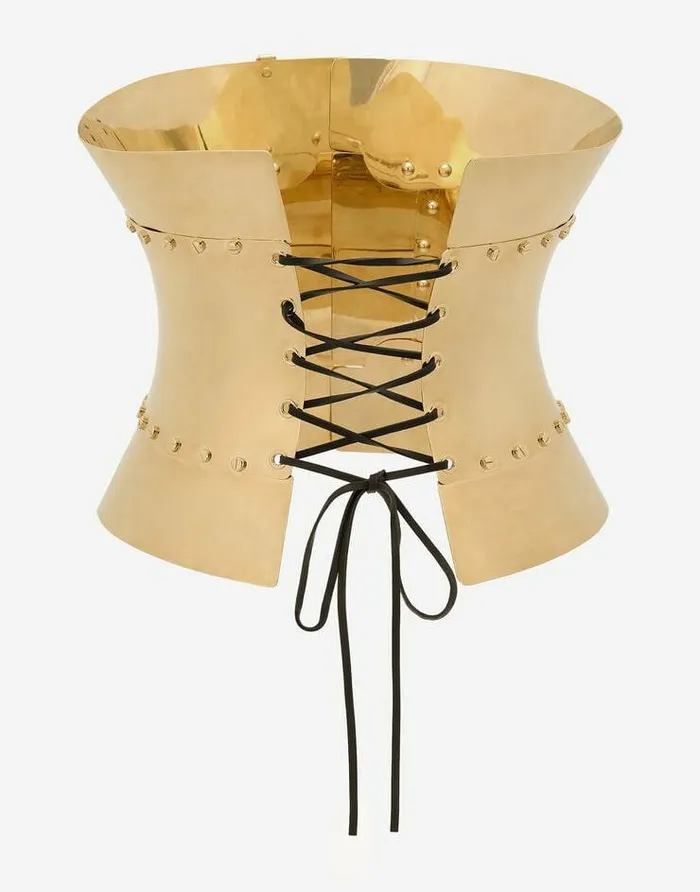 Dolce and Gabbana Belts Women Rigid Wide Corset Belt With Padlocks Gold Dolce and Gabbana Belts Women Rigid Wide Corset Belt With Padlocks Gold