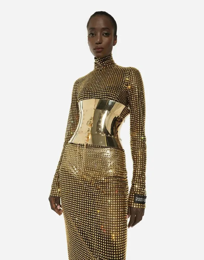 Dolce and Gabbana Belts Women Rigid Wide Corset Belt With Padlocks Gold Dolce and Gabbana Belts Women Rigid Wide Corset Belt With Padlocks Gold