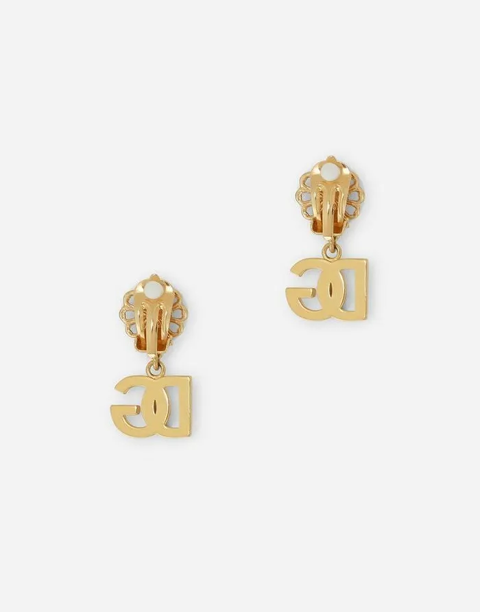 Dolce and Gabbana Bijoux Women Earrings With DG Logo And Pearl Gold Dolce and Gabbana Bijoux Women Earrings With DG Logo And Pearl Gold