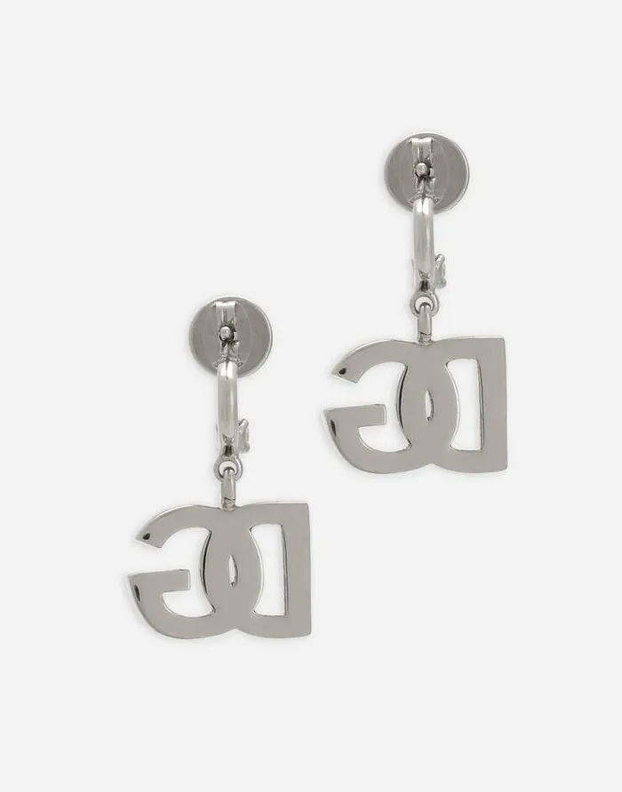 Dolce and Gabbana Bijoux Women KIM DOLCEandGABBANA Earrings With DG Logo And Rhinestones Silver Dolce and Gabbana Bijoux Women KIM DOLCEandGABBANA Earrings With DG Logo And Rhinestones Silver