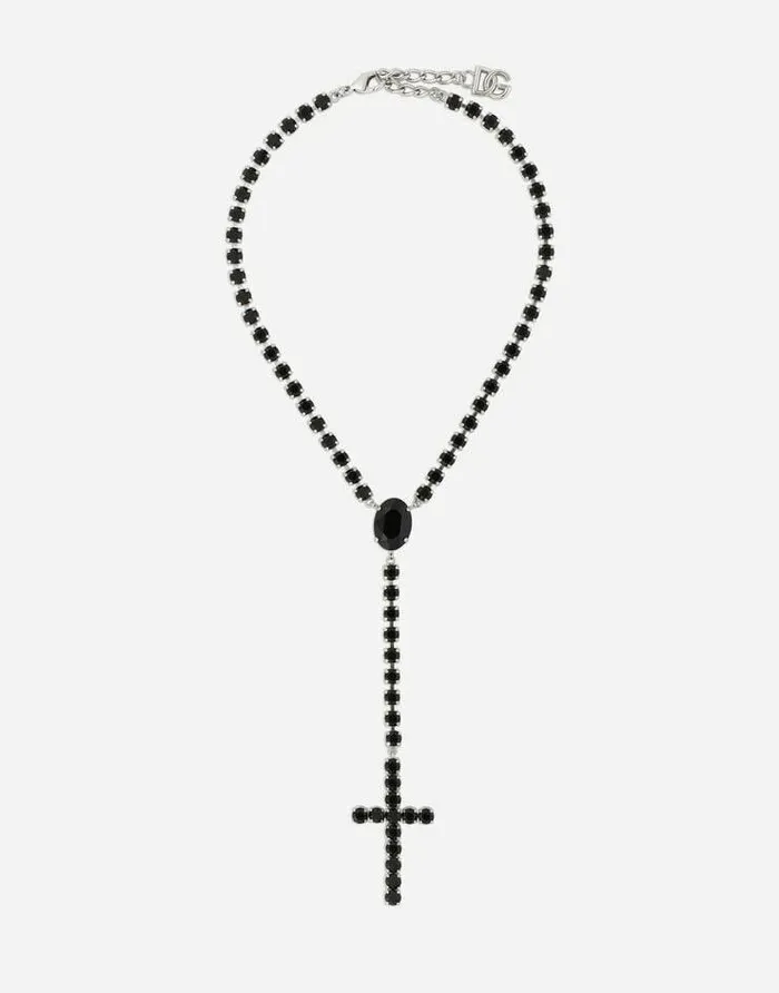 Dolce and Gabbana Bijoux Women KIM DOLCEandGABBANA Rosary Necklace With Crystal Rhinestones Black Dolce and Gabbana Bijoux Women KIM DOLCEandGABBANA Rosary Necklace With Crystal Rhinestones Black