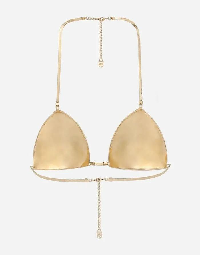 Dolce and Gabbana Bijoux Women Rigid Decorative Metal Bra Gold