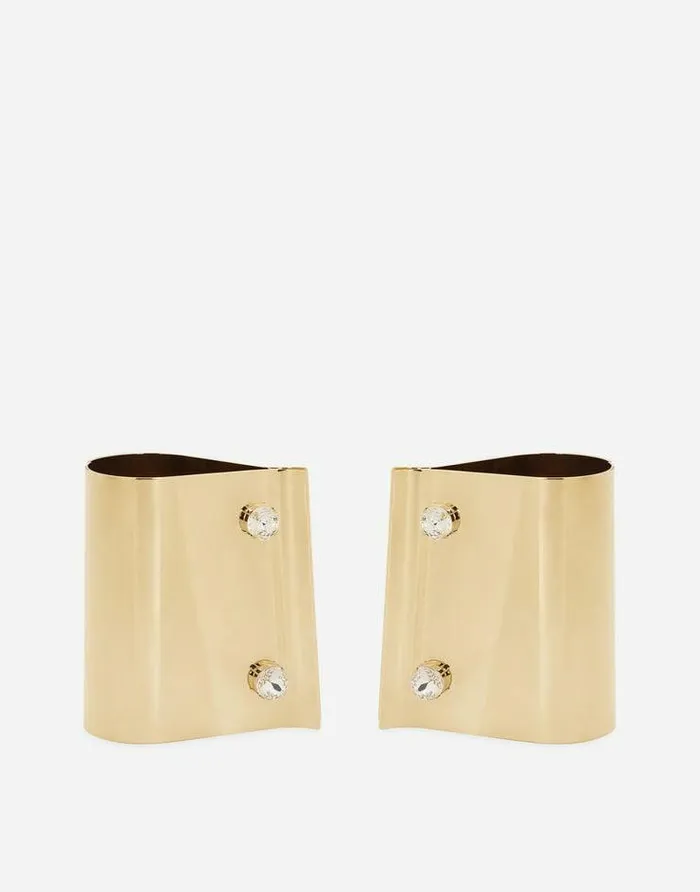 Dolce and Gabbana Bijoux Women Rigid Metal Cuffs And Rhinestonedetailed Buttons Gold Dolce and Gabbana Bijoux Women Rigid Metal Cuffs And Rhinestonedetailed Buttons Gold