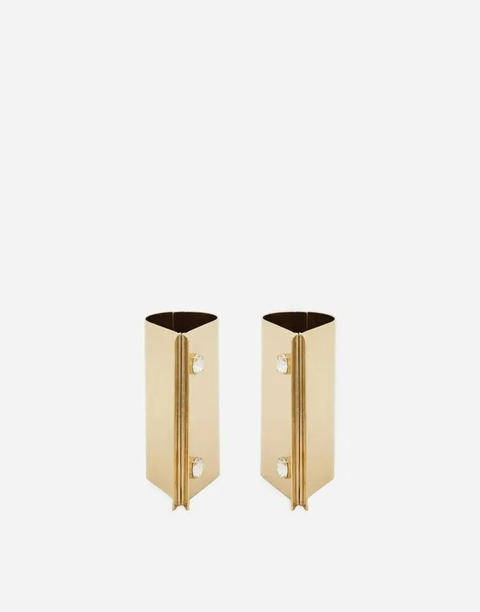 Dolce and Gabbana Bijoux Women Rigid Metal Cuffs And Rhinestonedetailed Buttons Gold Dolce and Gabbana Bijoux Women Rigid Metal Cuffs And Rhinestonedetailed Buttons Gold