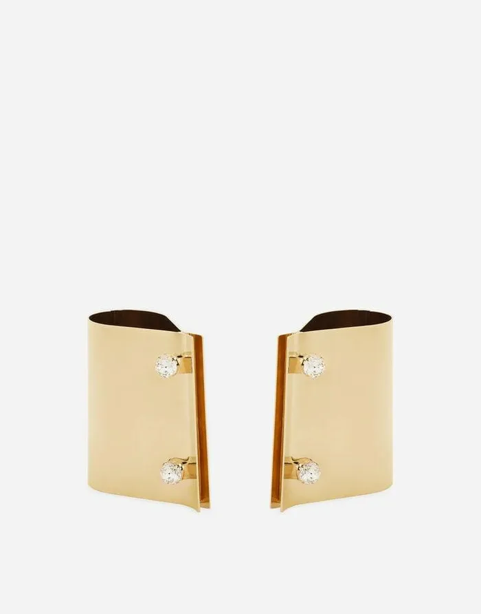 Dolce and Gabbana Bijoux Women Rigid Metal Cuffs And Rhinestonedetailed Buttons Gold Dolce and Gabbana Bijoux Women Rigid Metal Cuffs And Rhinestonedetailed Buttons Gold