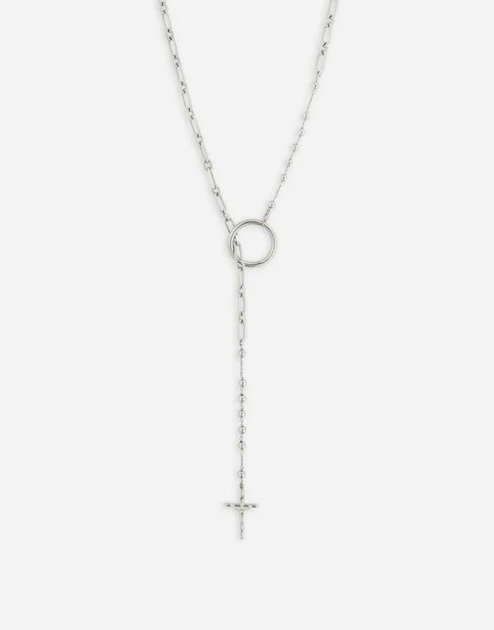 Dolce and Gabbana Bijoux Women Rosary Necklace With Chain Detailing Silver Dolce and Gabbana Bijoux Women Rosary Necklace With Chain Detailing Silver
