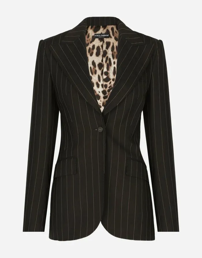 Dolce and Gabbana Blazers Women Singlebreasted Pinstripe Wool Turlington Jacket Multicolor Dolce and Gabbana Blazers Women Singlebreasted Pinstripe Wool Turlington Jacket Multicolor
