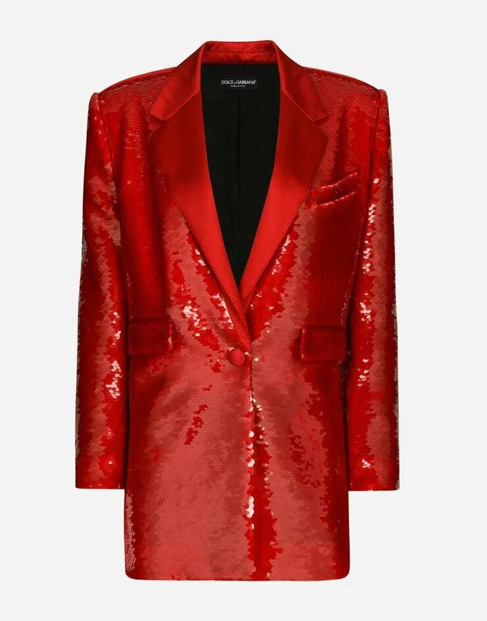 Dolce and Gabbana Blazers Women Singlebreasted Sequined Jacket Bordeaux
