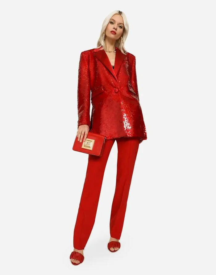 Dolce and Gabbana Blazers Women Singlebreasted Sequined Jacket Bordeaux Dolce and Gabbana Blazers Women Singlebreasted Sequined Jacket Bordeaux