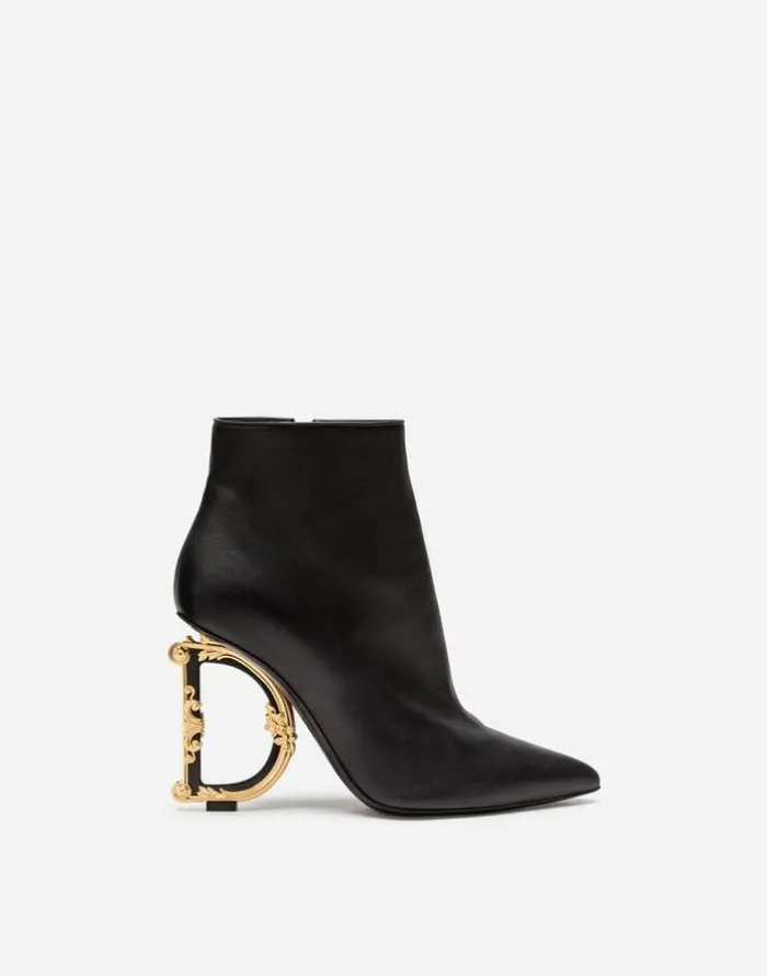 Dolce and Gabbana Boots And Booties Women Nappa Leather Ankle Boots With Baroque DG Detail Black Dolce and Gabbana Boots And Booties Women Nappa Leather Ankle Boots With Baroque DG Detail Black