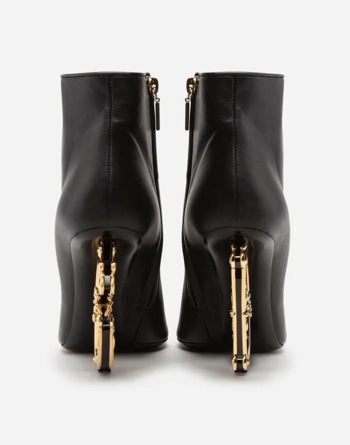 Dolce and Gabbana Boots And Booties Women Nappa Leather Ankle Boots With Baroque DG Detail Black Dolce and Gabbana Boots And Booties Women Nappa Leather Ankle Boots With Baroque DG Detail Black