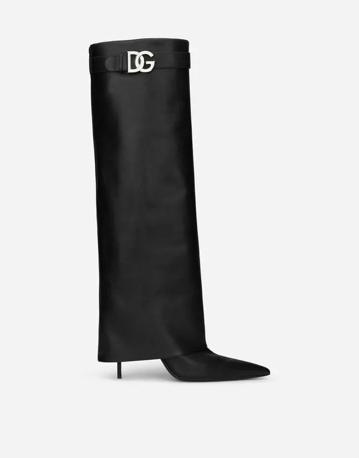 Dolce and Gabbana Boots And Booties Women Nappa Leather Boots With DG Logo Black Dolce and Gabbana Boots And Booties Women Nappa Leather Boots With DG Logo Black