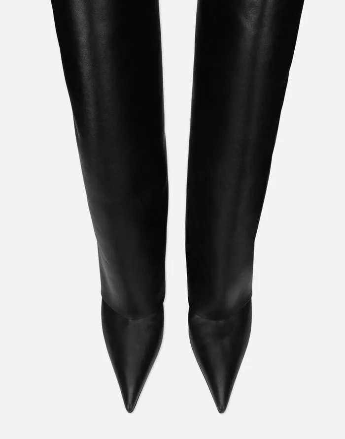 Dolce and Gabbana Boots And Booties Women Nappa Leather Boots With DG Logo Black Dolce and Gabbana Boots And Booties Women Nappa Leather Boots With DG Logo Black