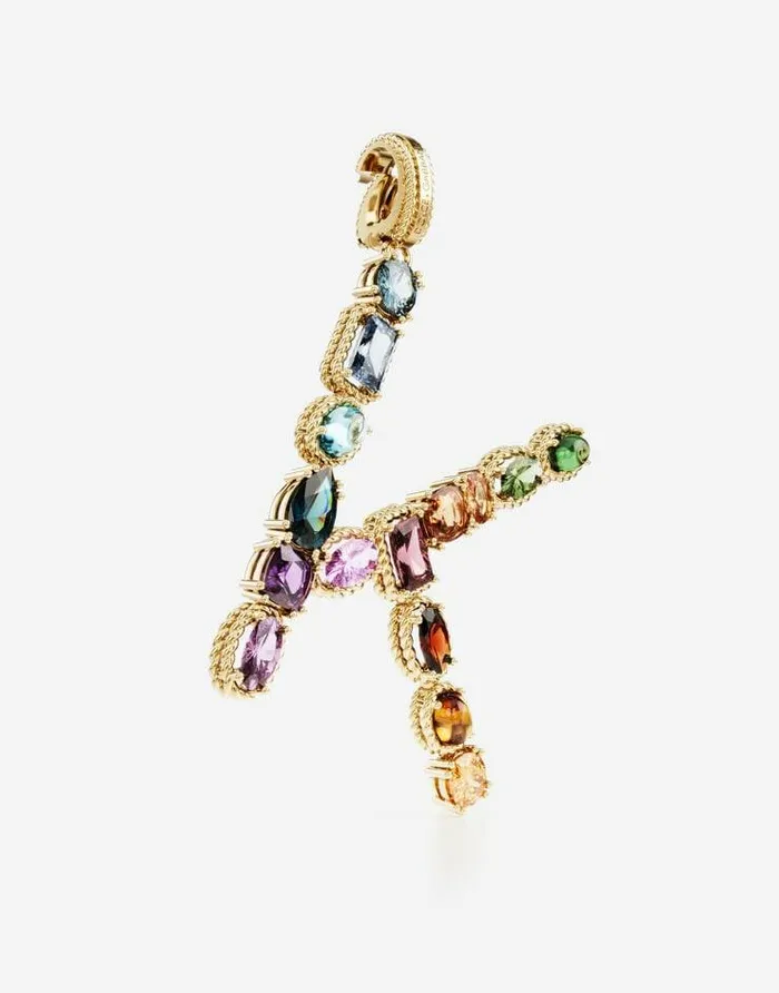 Dolce and Gabbana Charms Women Rainbow Alphabet K 18 Kt Yellow Gold Charm With Multicolor Fine Gems Gold Dolce and Gabbana Charms Women Rainbow Alphabet K 18 Kt Yellow Gold Charm With Multicolor Fine Gems Gold