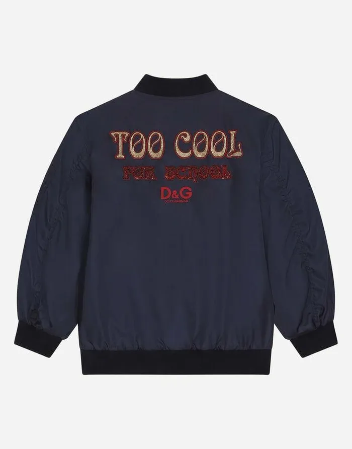 Dolce and Gabbana Coats And Jackets Children Padded Nylon Bomber Jacket Blue Dolce and Gabbana Coats And Jackets Children Padded Nylon Bomber Jacket Blue