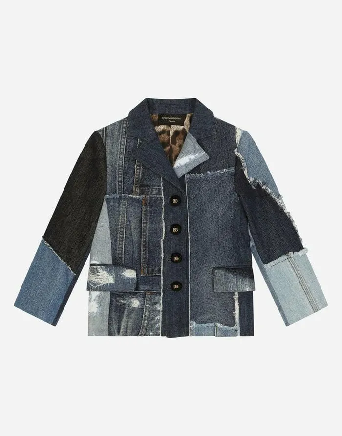Dolce and Gabbana Coats And Jackets Children Singlebreasted Patchwork Denim Jacket Multicolor Dolce and Gabbana Coats And Jackets Children Singlebreasted Patchwork Denim Jacket Multicolor