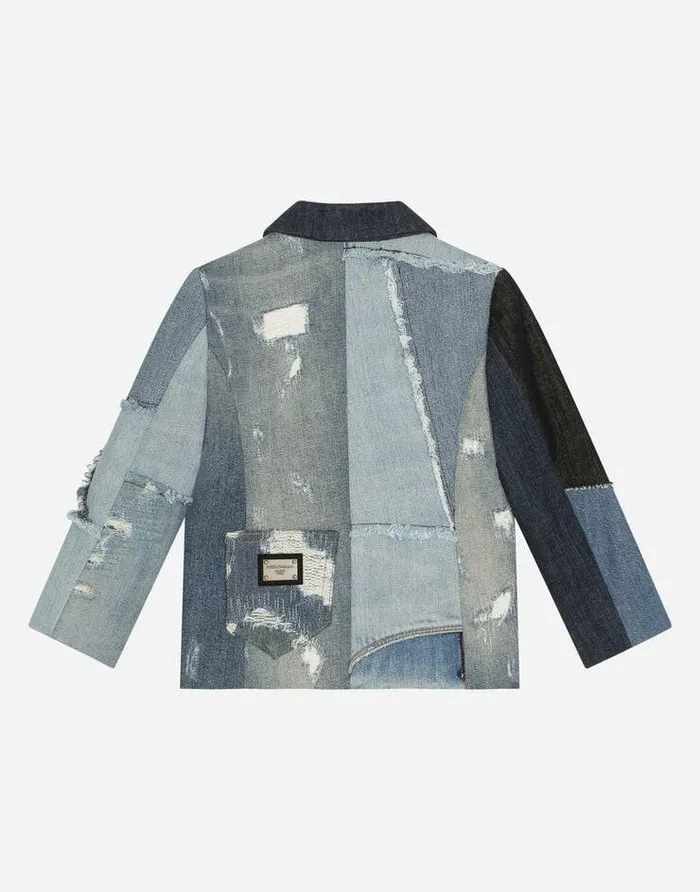 Dolce and Gabbana Coats And Jackets Children Singlebreasted Patchwork Denim Jacket Multicolor Dolce and Gabbana Coats And Jackets Children Singlebreasted Patchwork Denim Jacket Multicolor