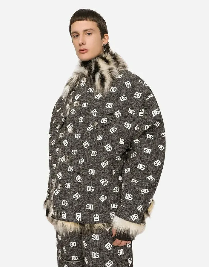 Dolce and Gabbana Coats And Jackets Men DGlogo Jacquard Jacket With Faux Fur Multicolor Dolce and Gabbana Coats And Jackets Men DGlogo Jacquard Jacket With Faux Fur Multicolor