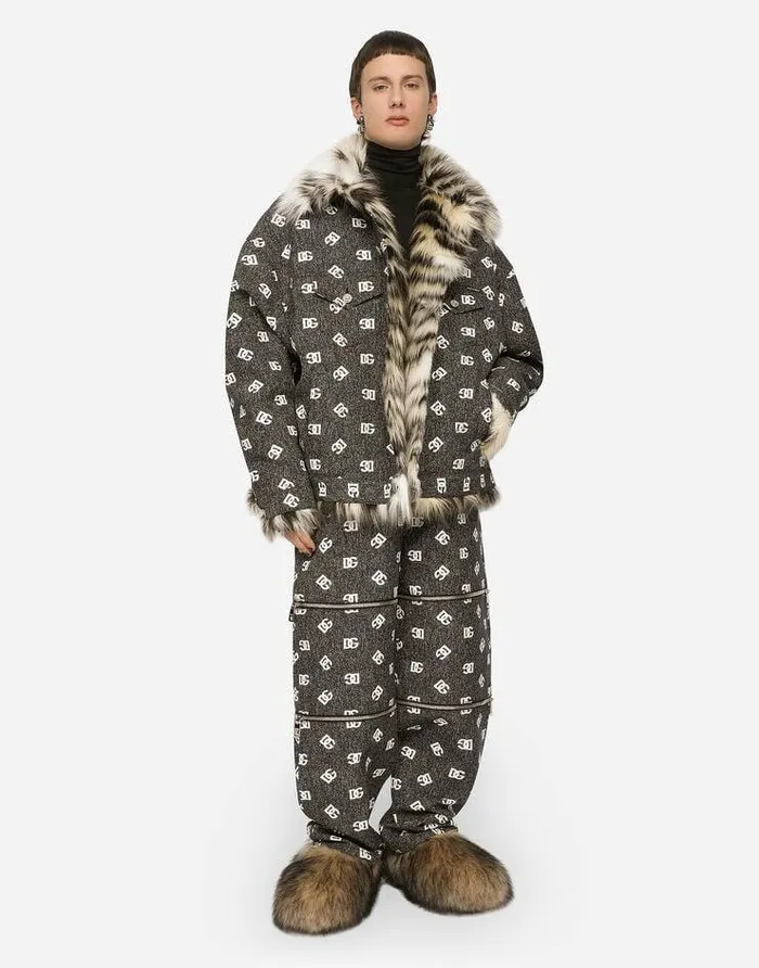 Dolce and Gabbana Coats And Jackets Men DGlogo Jacquard Jacket With Faux Fur Multicolor Dolce and Gabbana Coats And Jackets Men DGlogo Jacquard Jacket With Faux Fur Multicolor
